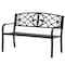 Gardenised Outdoor Garden Patio Steel Park Bench Lawn Decor with Cast Iron Unique Design Back, Black Seating Bench for Yard, Patio, Garden, Balcony, and Deck QI004257 - alternate 1